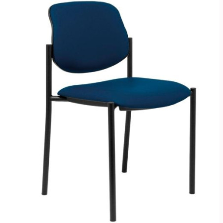 (27NSPAZM) PIQUERAS Y CRESPO SILLA FIJA STYL S/BRAZOS CHASIS NEGRO TAPIZADO SIMILPIEL AZUL MARINO