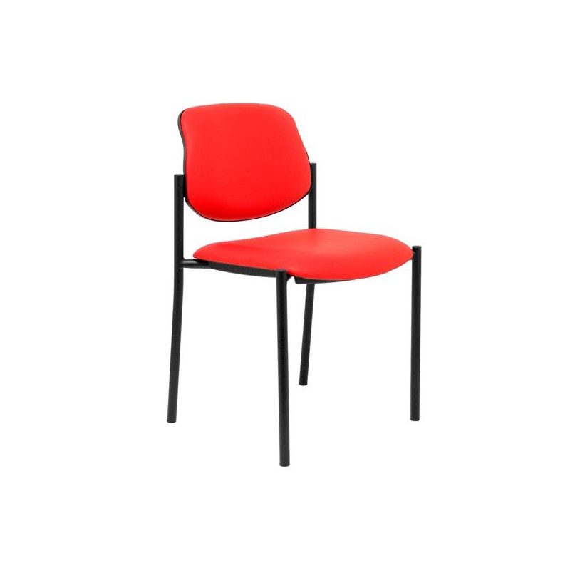 (27NSPRJ) PIQUERAS Y CRESPO SILLA FIJA STYL S/BRAZOS CHASIS NEGRO TAPIZADO SIMILPIEL ROJO