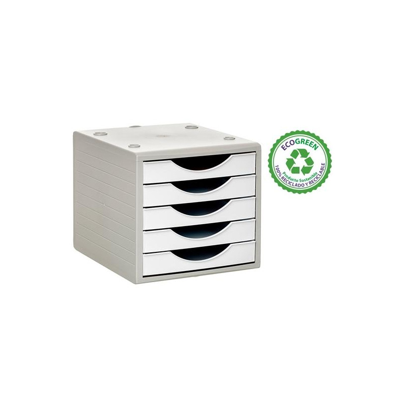 (4005 BL PS) ARCHIVO 2000 MÓDULO ORGANIZADOR ECOGREEN SOBREMESA 5 CAJONES 340X270X260 RECICLADO BLANCO PASTEL