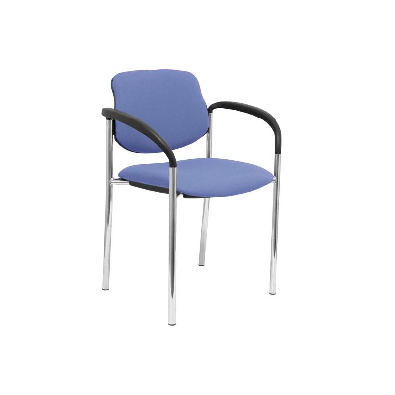 (27CRBALI261CB) PIQUERAS Y CRESPO SILLA FIJA STYL B/FIJOS CHASIS CROMO TEJIDO BALI AZUL CLARO