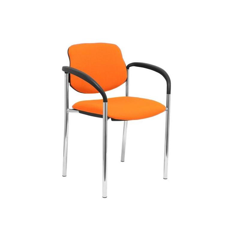 (27CRBALI308CB) PIQUERAS Y CRESPO SILLA FIJA STYL B/FIJOS CHASIS CROMO TEJIDO BALI NARANJA
