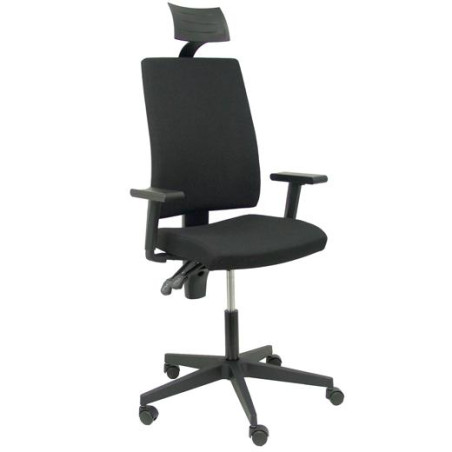 (322NECC) PIQUERAS Y CRESPO SILLA ERGONÓMICA I-LINE C/CABECERO B/REGULABLES TEJIDO ARÁN NEGRO