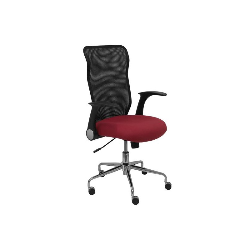 (4031BALI933) PIQUERAS Y CRESPO SILLA MINAYA GIRATORIA MECANISMO BASCULANTE B/REGULABLES RESPALDO MALLA NEGRO ASIENTO 3D GRANATE
