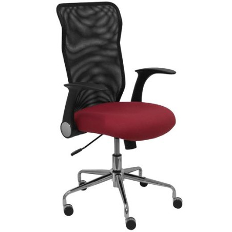 (4031BALI933) PIQUERAS Y CRESPO SILLA MINAYA GIRATORIA MECANISMO BASCULANTE B/REGULABLES RESPALDO MALLA NEGRO ASIENTO 3D GRANATE