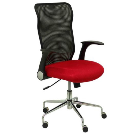 (4031RJ) PIQUERAS Y CRESPO SILLA MINAYA GIRATORIA MECANISMO BASCULANTE B/REGULABLES RESPALDO MALLA NEGRO ASIENTO 3D ROJO