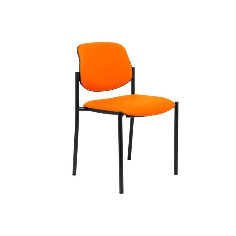 (27NSPNA) PIQUERAS Y CRESPO SILLA FIJA STYL S/BRAZOS CHASIS NEGRO TAPIZADO SIMILPIEL NARANJA