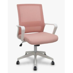 (535BBDW02RN) PIQUERAS Y CRESPO SILLA ERGO535 BLANCA BASCULANTE RESPALDO MALLA ROSA ASIENTO TELA ROSA RUEDAS NAILON