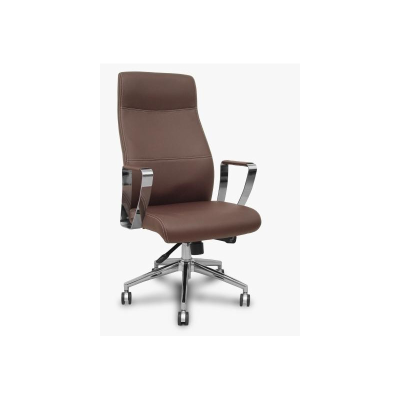 (540DSSP363BARC60) PIQUERAS Y CRESPO SILLÓN DE DIRECCIÓN ERGO540 SINCRO SIMILPIEL MARRÓN BASE CROMO RUEDAS CROMADAS