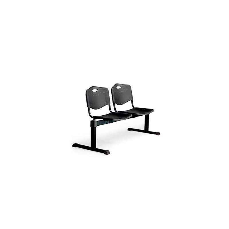 (B2PINE) PIQUERAS Y CRESPO BANCADA ISO 2 PLAZAS ASIENTO Y RESPALDO PVC NEGRO