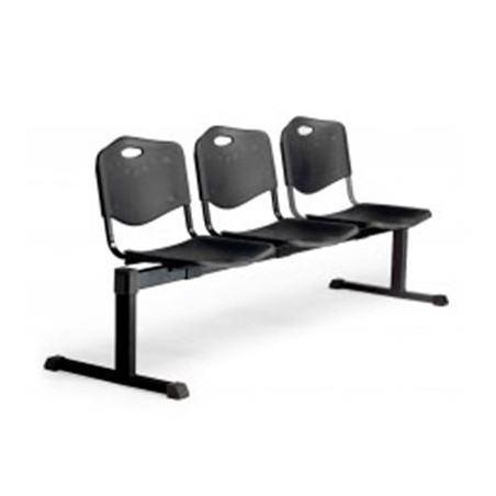 (B3PINE) PIQUERAS Y CRESPO BANCADA ISO 3 PLAZAS ASIENTO Y RESPALDO PVC NEGRO