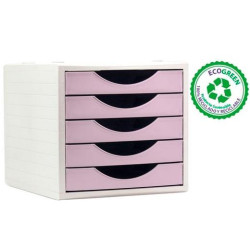 (4005 RS PS) ARCHIVO 2000 MÓDULO ORGANIZADOR ECOGREEN SOBREMESA 5 CAJONES 340X270X260 RECICLADO ROSA PASTEL