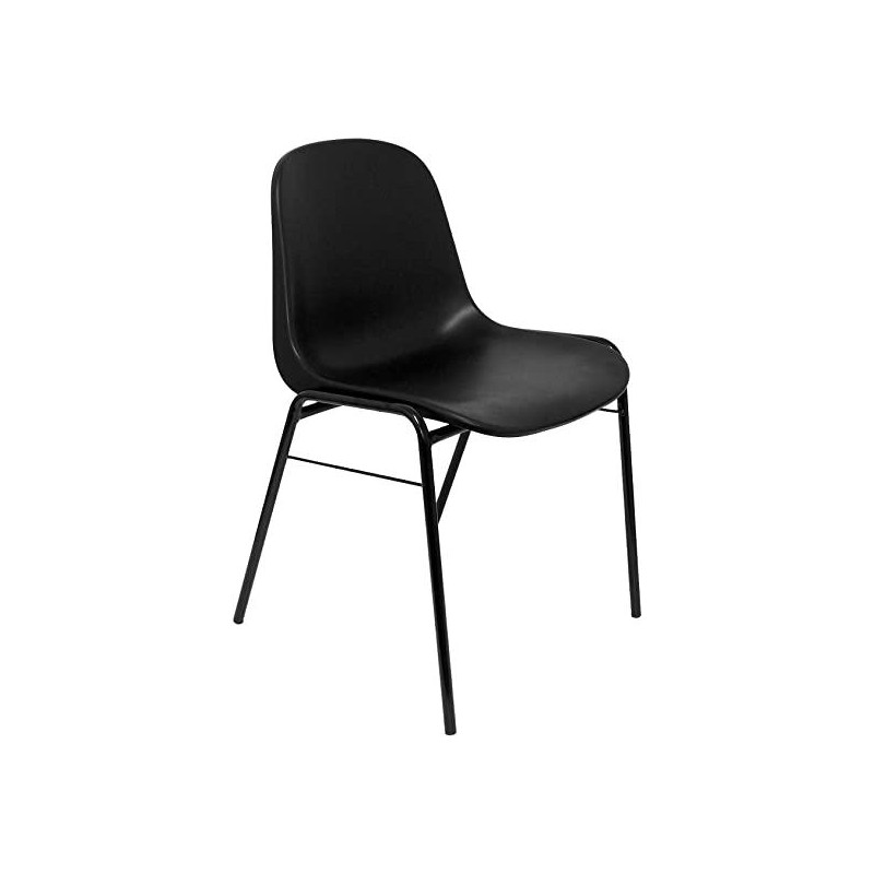 (PACK223PTNI840) PIQUERAS Y CRESPO PACK DE 2 SILLAS FIJAS APILABLES BETA ASIENTO Y RESPALDO PVC NEGRO