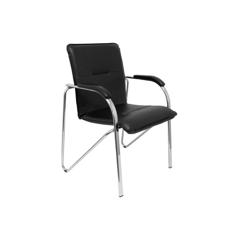 (PACK2259SPNECR) PIQUERAS Y CRESPO PACK DE 2 SILLAS SAMBA C/BRAZOS ESTRUCTURA CROMADA  SIMILPIEL NEGRO