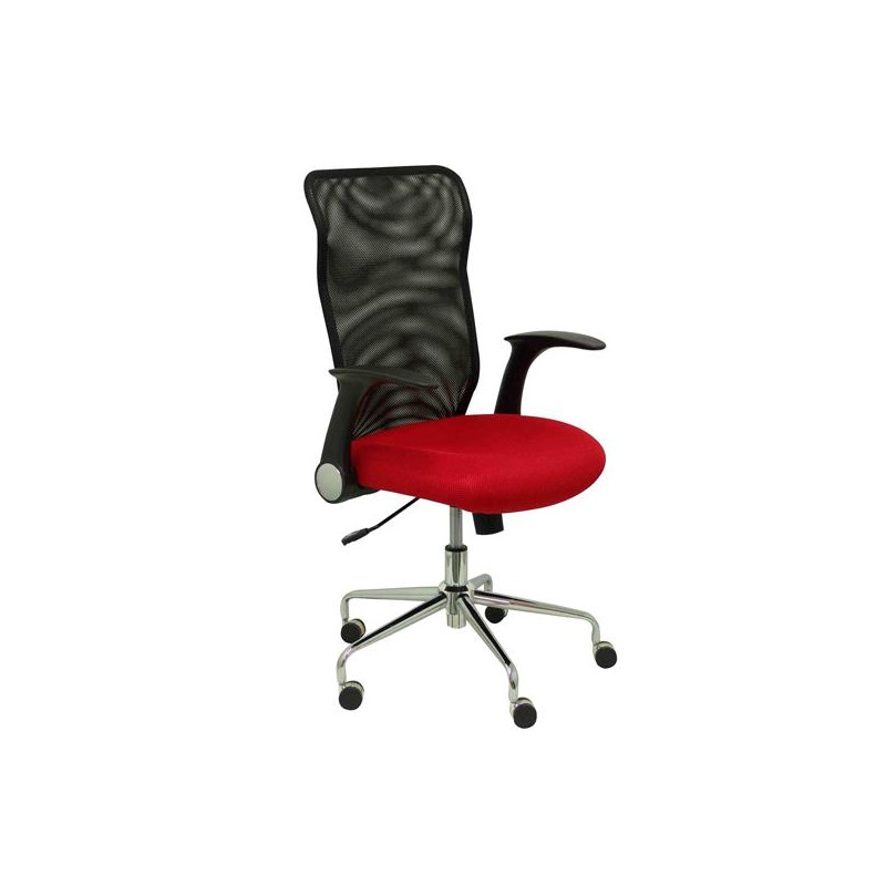 (4031RJ) PIQUERAS Y CRESPO SILLA MINAYA GIRATORIA MECANISMO BASCULANTE B/REGULABLES RESPALDO MALLA NEGRO ASIENTO 3D ROJO