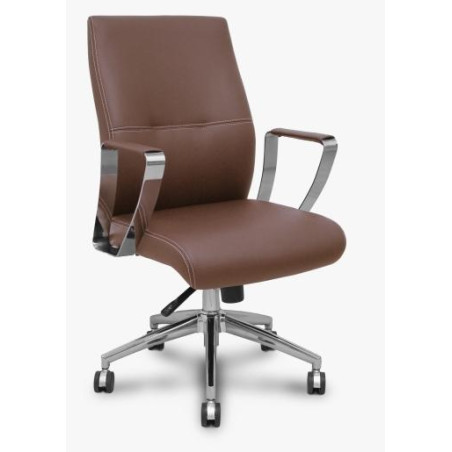 (540CSSP363BARC60) PIQUERAS Y CRESPO SILLÓN CONFIDENTE ERGO540CS SINCRO SIMILPIEL MARRÓN BASE CON RUEDAS CROMADAS