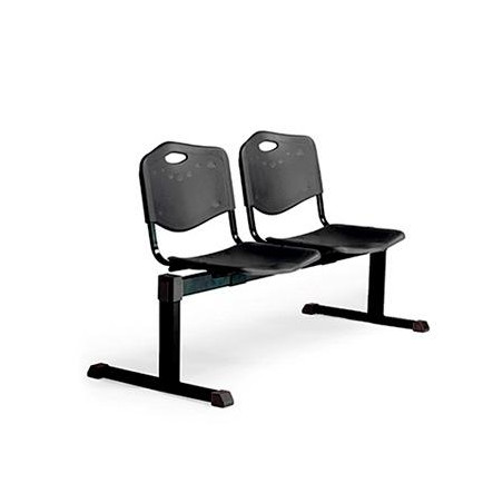 (B2PINE) PIQUERAS Y CRESPO BANCADA ISO 2 PLAZAS ASIENTO Y RESPALDO PVC NEGRO