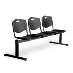 (B3PINE) PIQUERAS Y CRESPO BANCADA ISO 3 PLAZAS ASIENTO Y RESPALDO PVC NEGRO