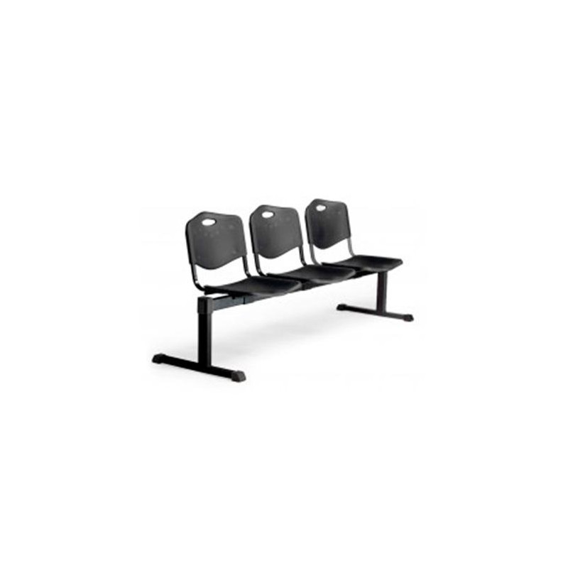 (B3PINE) PIQUERAS Y CRESPO BANCADA ISO 3 PLAZAS ASIENTO Y RESPALDO PVC NEGRO