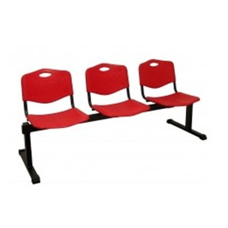 (B3PIRJ) PIQUERAS Y CRESPO BANCADA ISO 3 PLAZAS ASIENTO Y RESPALDO PVC ROJO