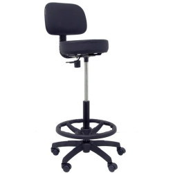 (T01CLSPNE) PIQUERAS Y CRESPO TABURETE LLANOS GIRATORIO REGULABLE CON ARO REPOSAPIÉS TAPIZADO SIMILPIEL NEGRO