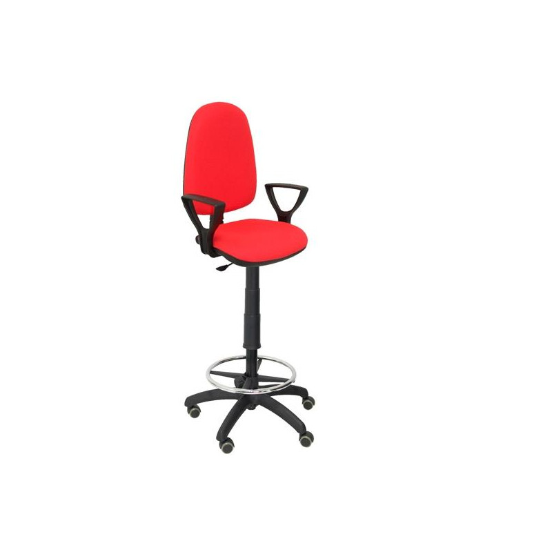 (T04CPBALI350BGOLFRP) PIQUERAS Y CRESPO TABURETE AYNA GIRATORIO CP ARO REPOSAPIÉS B/FIJOS RUEDAS DE PARQUÉ TEJIDO BALI ROJO