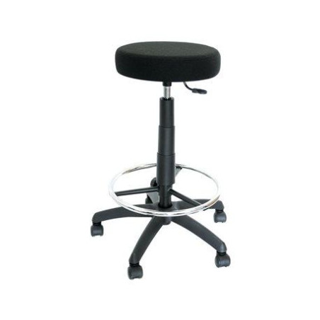 (T10ARAN840) PIQUERAS Y CRESPO TABURETE TOLOSA GIRATORIO REGULABLE CON ARO REPOSAPIÉS TAPIZADO ARAN NEGRO