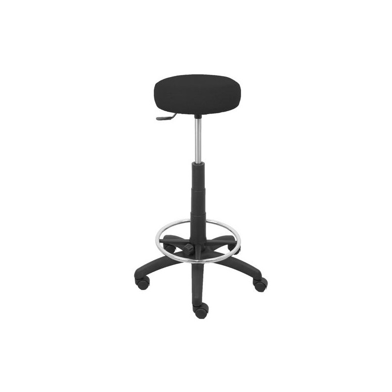 (T10GB840) PIQUERAS Y CRESPO TABURETE TOLOSA GIRATORIO REGULABLE CON ARO REPOSAPIÉS TAPIZADO BALI NEGRO