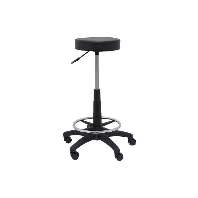 (T10SPNE) PIQUERAS Y CRESPO TABURETE TOLOSA GIRATORIO REGULABLE CON ARO REPOSAPIÉS TAPIZADO SIMILPIEL NEGRO