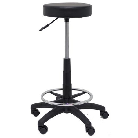 (T10SPNE) PIQUERAS Y CRESPO TABURETE TOLOSA GIRATORIO REGULABLE CON ARO REPOSAPIÉS TAPIZADO SIMILPIEL NEGRO