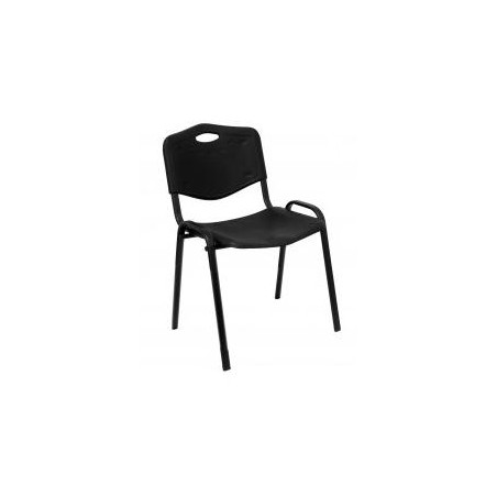 (PACK426INE) PIQUERAS Y CRESPO PACK DE 4 SILLAS FIJAS APILABLES ISO ASIENTO Y RESPALDO PVC NEGRO