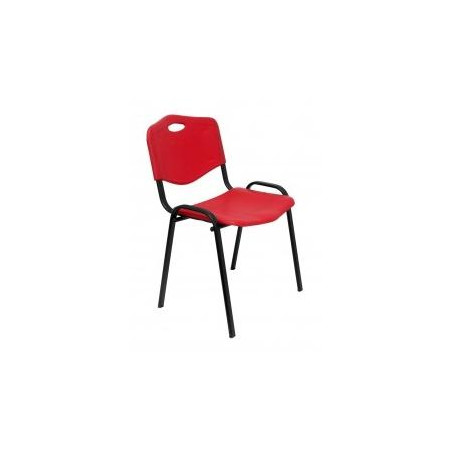 (PACK426IRJ) PIQUERAS Y CRESPO PACK DE 4 SILLAS FIJAS APILABLES ISO ASIENTO Y RESPALDO PVC ROJO