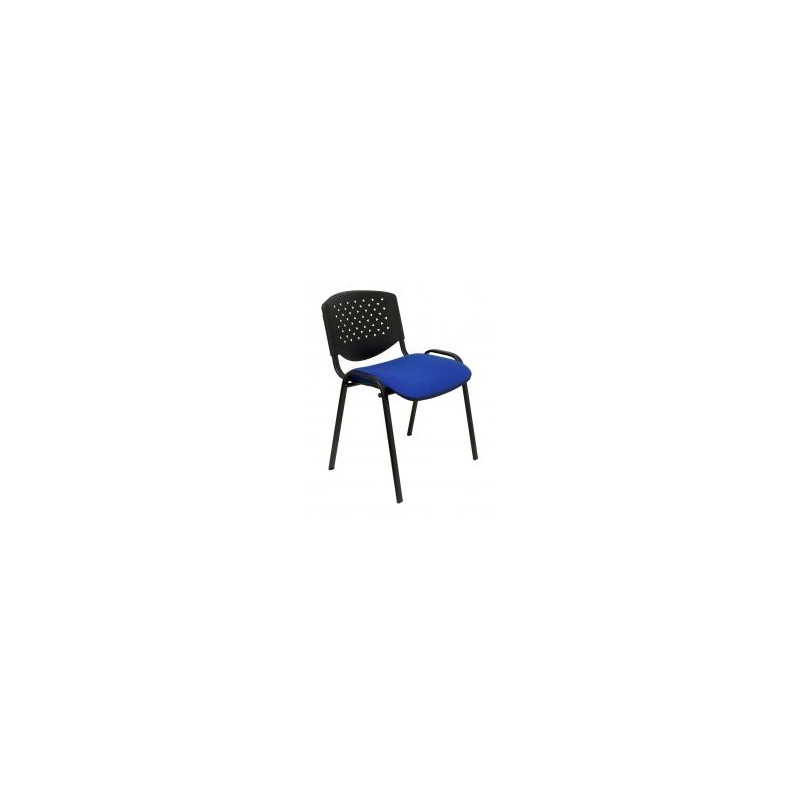 (PACK426PRARAN229) PIQUERAS Y CRESPO PACK DE 4 SILLAS FIJAS APILABLES PÉTROLA RESPALDO PVC NEGRO Y ASIENTO TAPIZADO ARAN AZUL