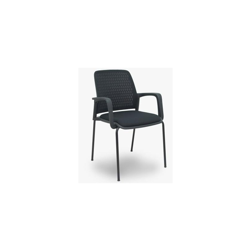 (PACK4519PTNM840B840) PIQUERAS Y CRESPO SILLA OPTI519 RESPALDO MALLA NEGRA ASIENTO TELA NEGRA - PACK DE 4