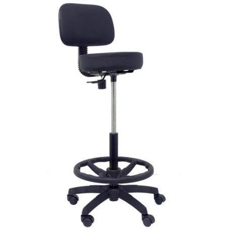 (T01CLSPNE) PIQUERAS Y CRESPO TABURETE LLANOS GIRATORIO REGULABLE CON ARO REPOSAPIÉS TAPIZADO SIMILPIEL NEGRO