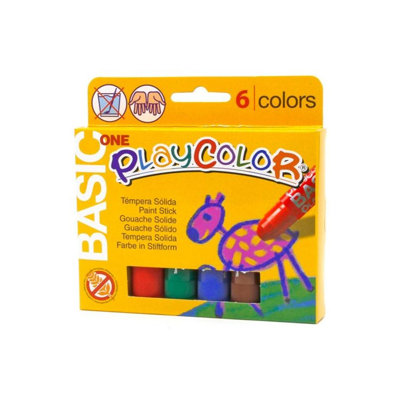 (10711) PLAYCOLOR TÉMPERAS SÓLIDAS BASIC ONE BARRA ESTUCHE DE 6 C/SURTIDOS