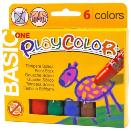 (10711) PLAYCOLOR TÉMPERAS SÓLIDAS BASIC ONE BARRA ESTUCHE DE 6 C/SURTIDOS