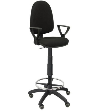 (T04CPBALI840BGOLFRP) PIQUERAS Y CRESPO TABURETE AYNA GIRATORIO CP ARO REPOSAPIÉS B/FIJOS RUEDAS DE PARQUÉ TEJIDO BALI NEGRO