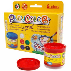 (19931) PLAYCOLOR SET 6 BOTES TÉMPERA LÍQUIDA BÁSIC 40ML C/SURTIDOS
