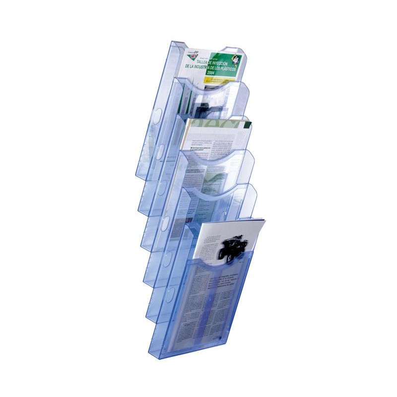 (6126 AZ TP) ARCHIVO 2000 EXPOSITOR MURAL ARCHIPLAY 6 COMPARTIMENTOS DIN A4 VERTICAL 190X235X685 MM AZUL TRANSPARENTE