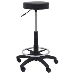 (T10SPNE) PIQUERAS Y CRESPO TABURETE TOLOSA GIRATORIO REGULABLE CON ARO REPOSAPIÉS TAPIZADO SIMILPIEL NEGRO