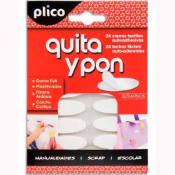 (13302) PLICO QUITA Y PON PIEZAS DE VELCRO OVALADO AUTOADHESIVO -BLISTER DE 24U-