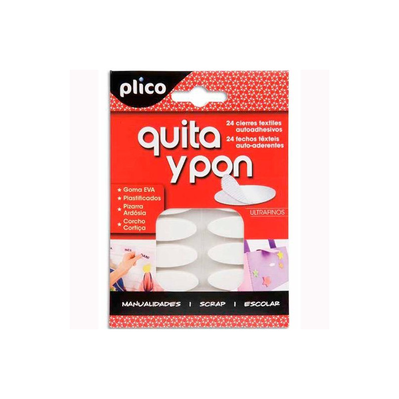 (13302) PLICO QUITA Y PON PIEZAS DE VELCRO OVALADO AUTOADHESIVO -BLISTER DE 24U-