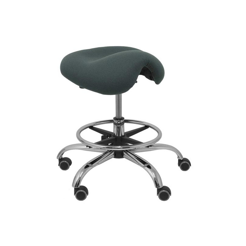 (T16BALI600) PIQUERAS Y CRESPO TABURETE ALATOZ GIRATORIO ANATÓMICO BASE CROMADA TEJIDO BALI GRIS OSCURO