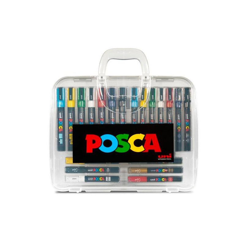 (182634649) POSCA MARCADORES DE PINTURA NO PERMANENTE PUNTA CÓNICA MALETÍN 20 C/SURTIDOS