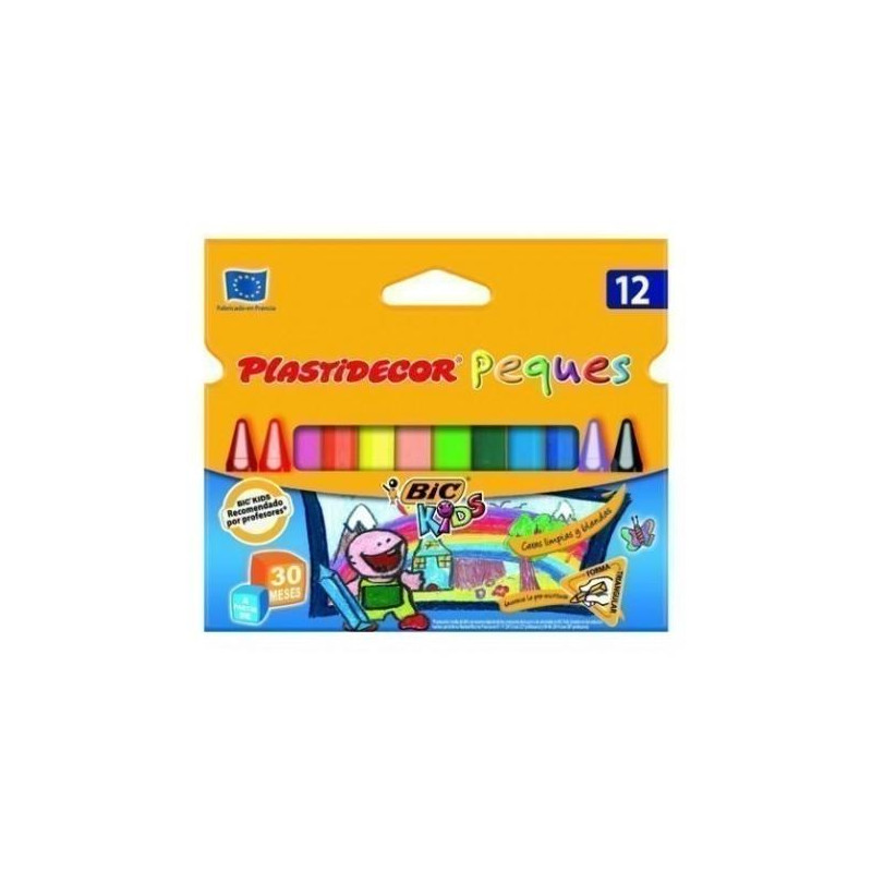(8757742) PLASTIDECOR CERAS PEQUES TRIANGULAR COLORES SURTIDOS ESTUCHE 12 UD
