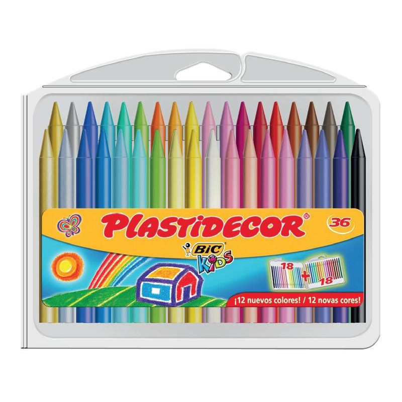 (8823372) PLASTIDECOR CERAS KIDS COLORES SURTIDOS ESTUCHE 36 UD