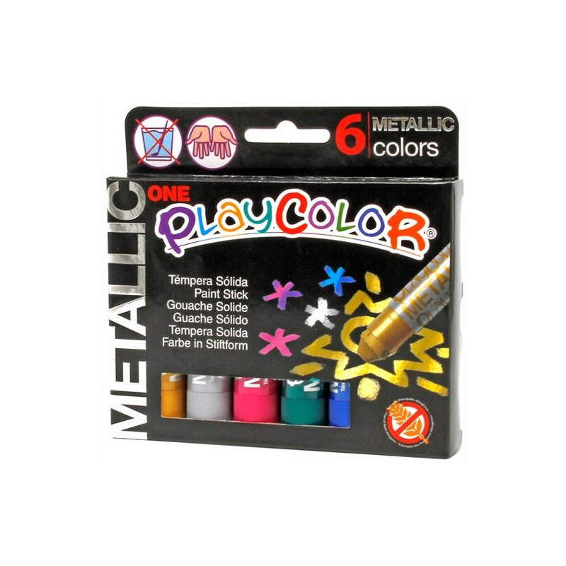 (10321) PLAYCOLOR TÉMPERAS SÓLIDAS METALLIC ONE BARRA 10GR ESTUCHE DE 6 C/SURTIDOS METÁLICOS