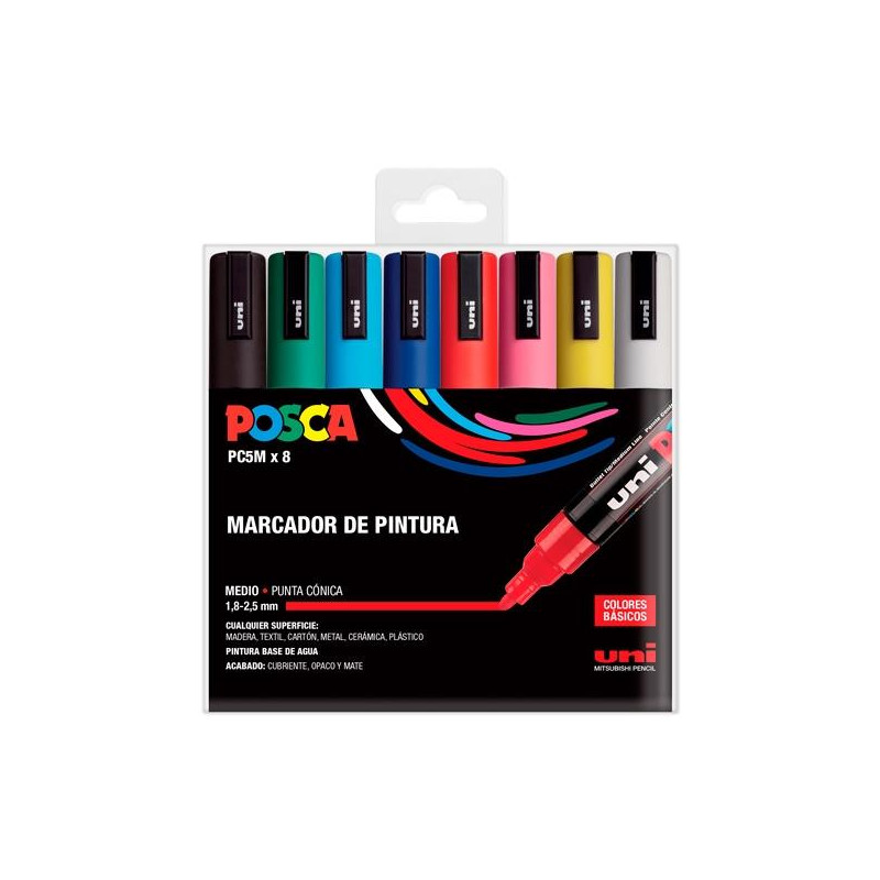 (182634679) POSCA ESTUCHE BASIC MARCADOR  PC-5M/8C SURTIDO -8U-