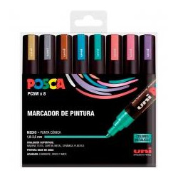 (182634680) POSCA ESTUCHE 8 MARCADORES PC-5M/8C PINTURA NO PERMANENTE PUNTA BALA 1
