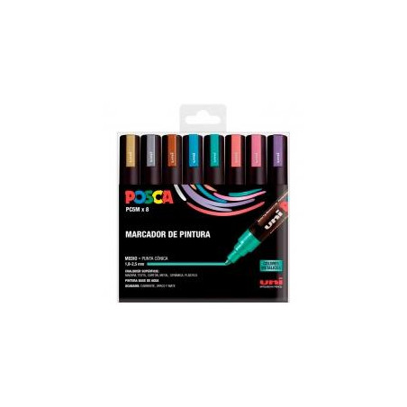 (182634680) POSCA ESTUCHE 8 MARCADORES PC-5M/8C PINTURA NO PERMANENTE PUNTA BALA 1
